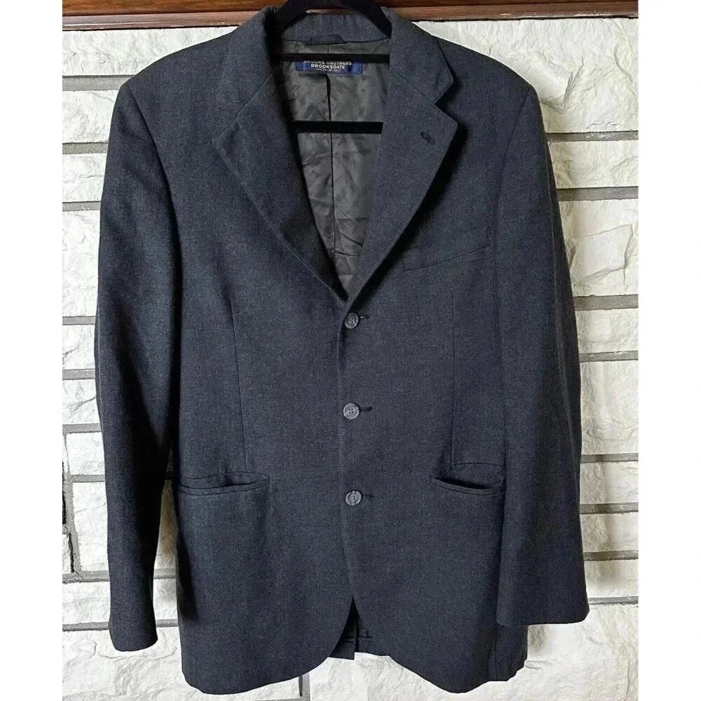 Brooks Brothers Brooksgate Blazer Sport Coat Men's Size 42R Gray 100% Pure Wool